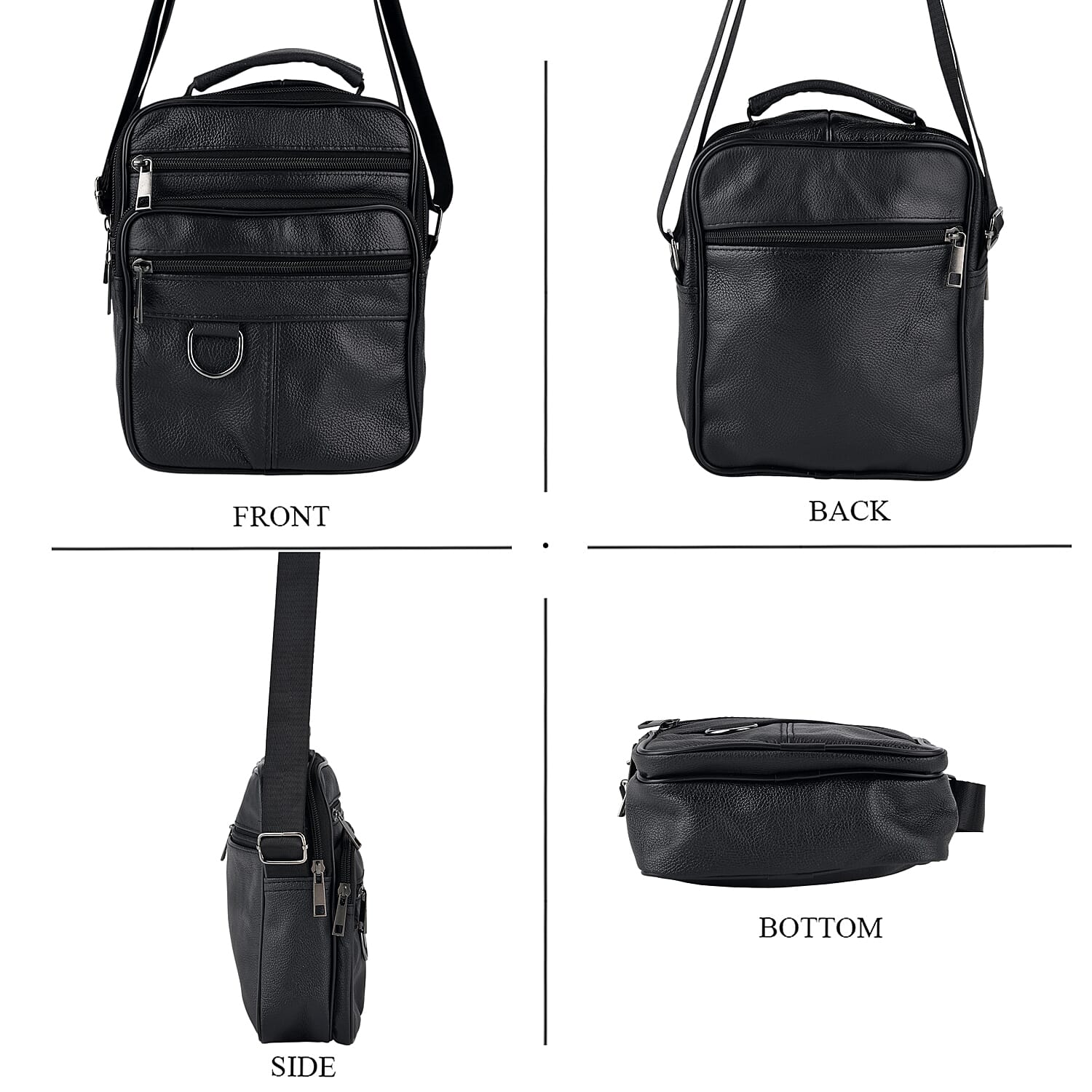 La Marey Black Cowhide Genuine Leather Crossbody Bag