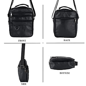 La Marey Black Cowhide Genuine Leather Crossbody Bag