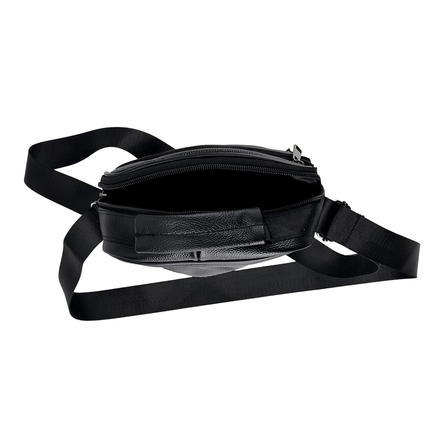 La Marey Black Cowhide Genuine Leather Crossbody Bag