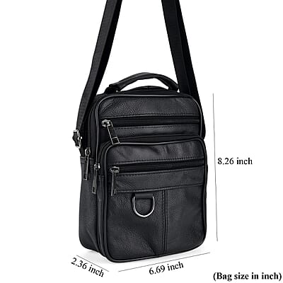 La Marey Black Cowhide Genuine Leather Crossbody Bag