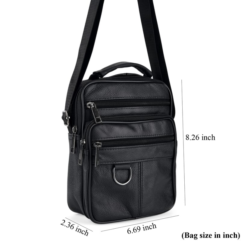 La Marey Black Cowhide Genuine Leather Crossbody Bag