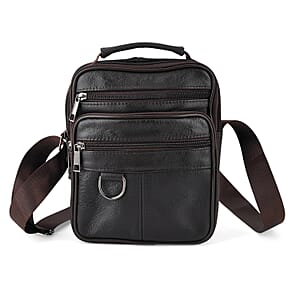 La Marey Brown Cowhide Genuine Leather Crossbody Bag