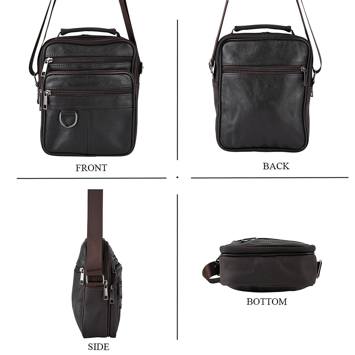 La Marey Brown Cowhide Genuine Leather Crossbody Bag image number 1