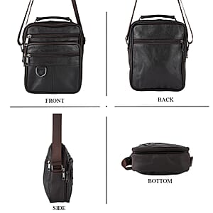 La Marey Brown Cowhide Genuine Leather Crossbody Bag
