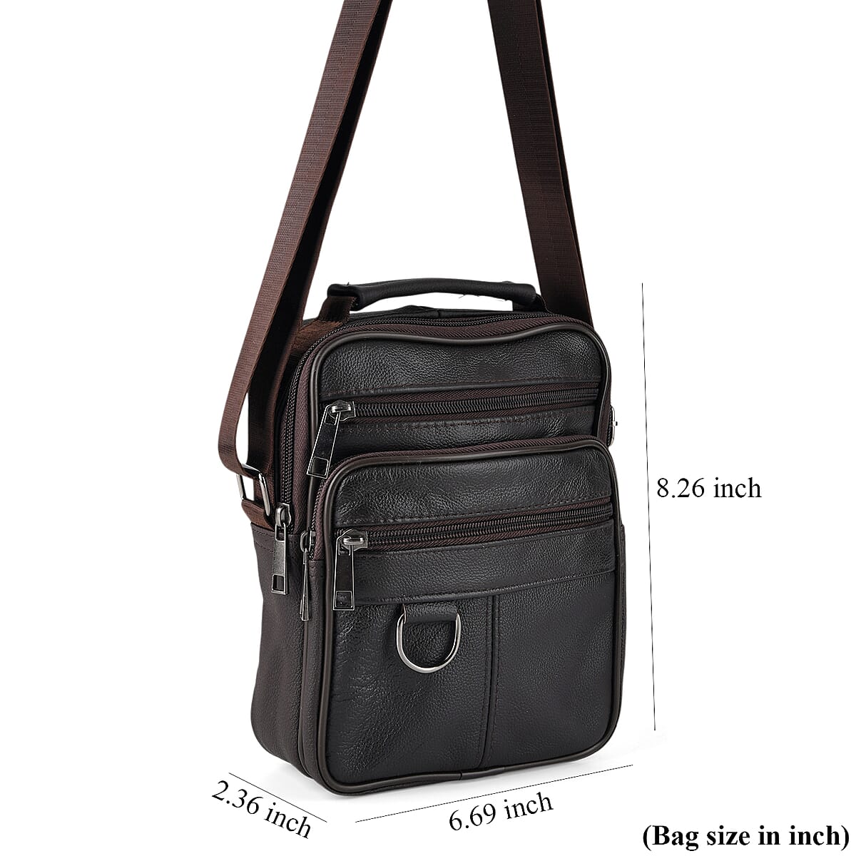 La Marey Brown Cowhide Genuine Leather Crossbody Bag image number 4