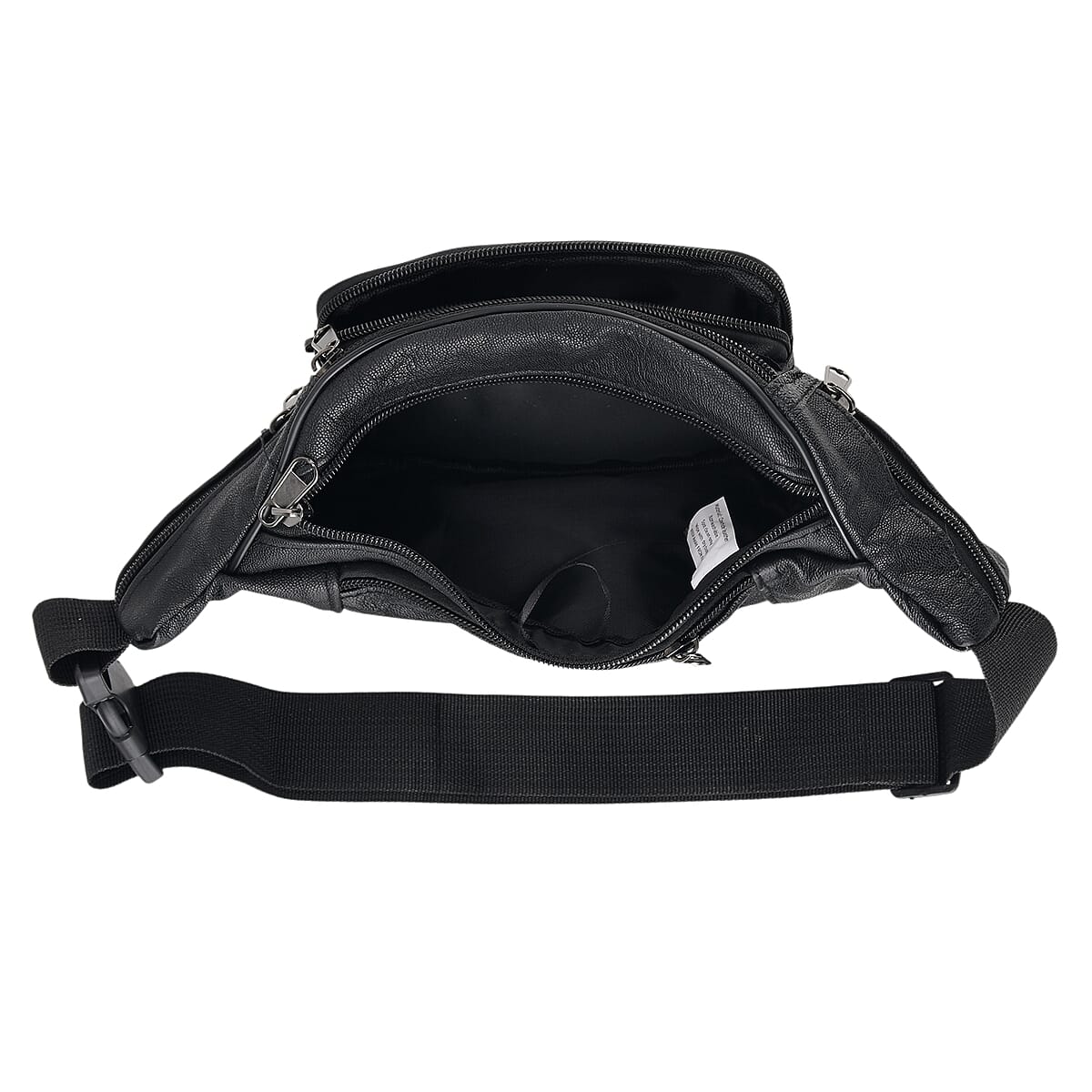 La Marey Black Genuine Cowhide Leather Fanny Pack image number 2
