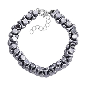 Bone Shape Terahertz 90.00 ctw Beaded Bracelet in Stainless Steel (7-9In)