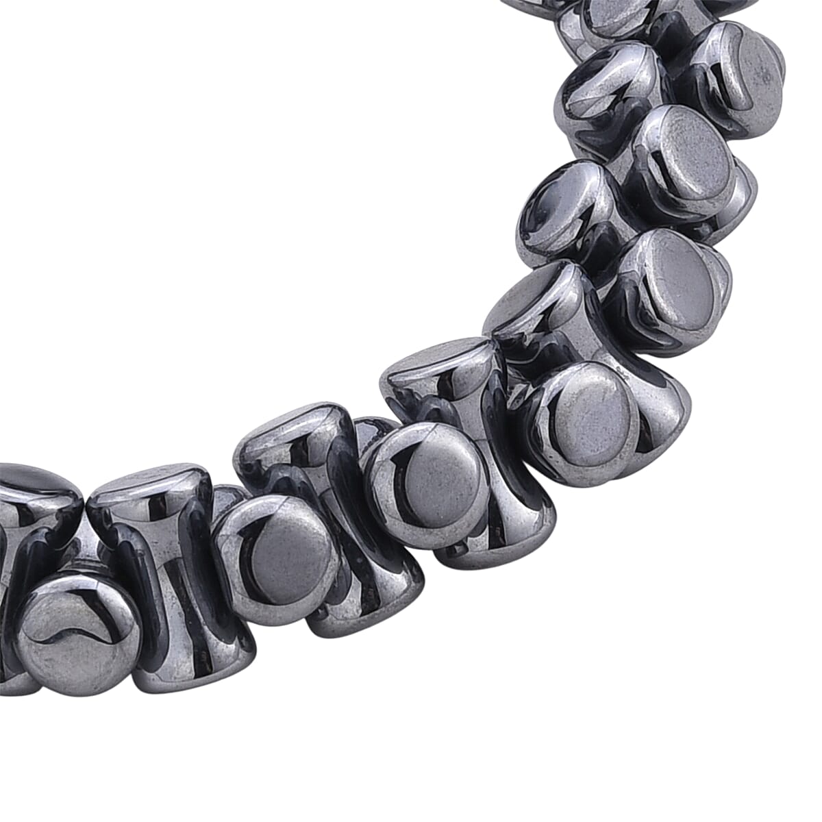 Bone Shape Terahertz 90.00 ctw Beaded Bracelet in Stainless Steel (7-9In) image number 4