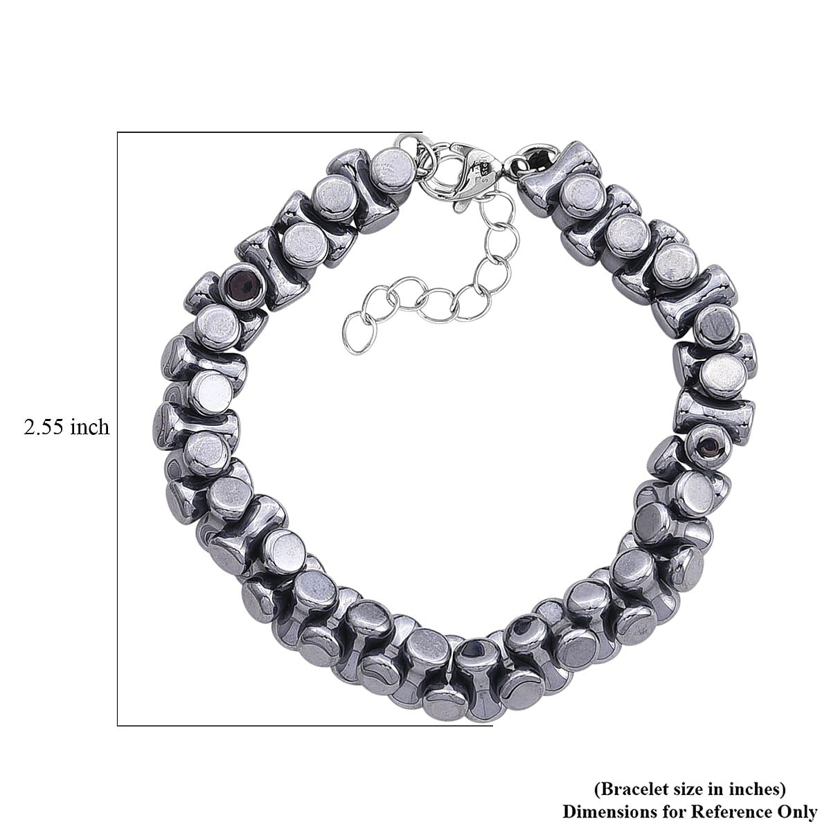 Bone Shape Terahertz 90.00 ctw Beaded Bracelet in Stainless Steel (7-9In) image number 6