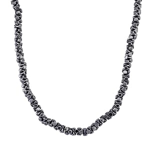 Bone Shape Terahertz 200.00 ctw Beaded Necklace in Stainless Steel 18-20 Inches
