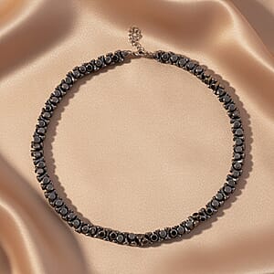 Bone Shape Terahertz 200.00 ctw Beaded Necklace in Stainless Steel 18-20 Inches