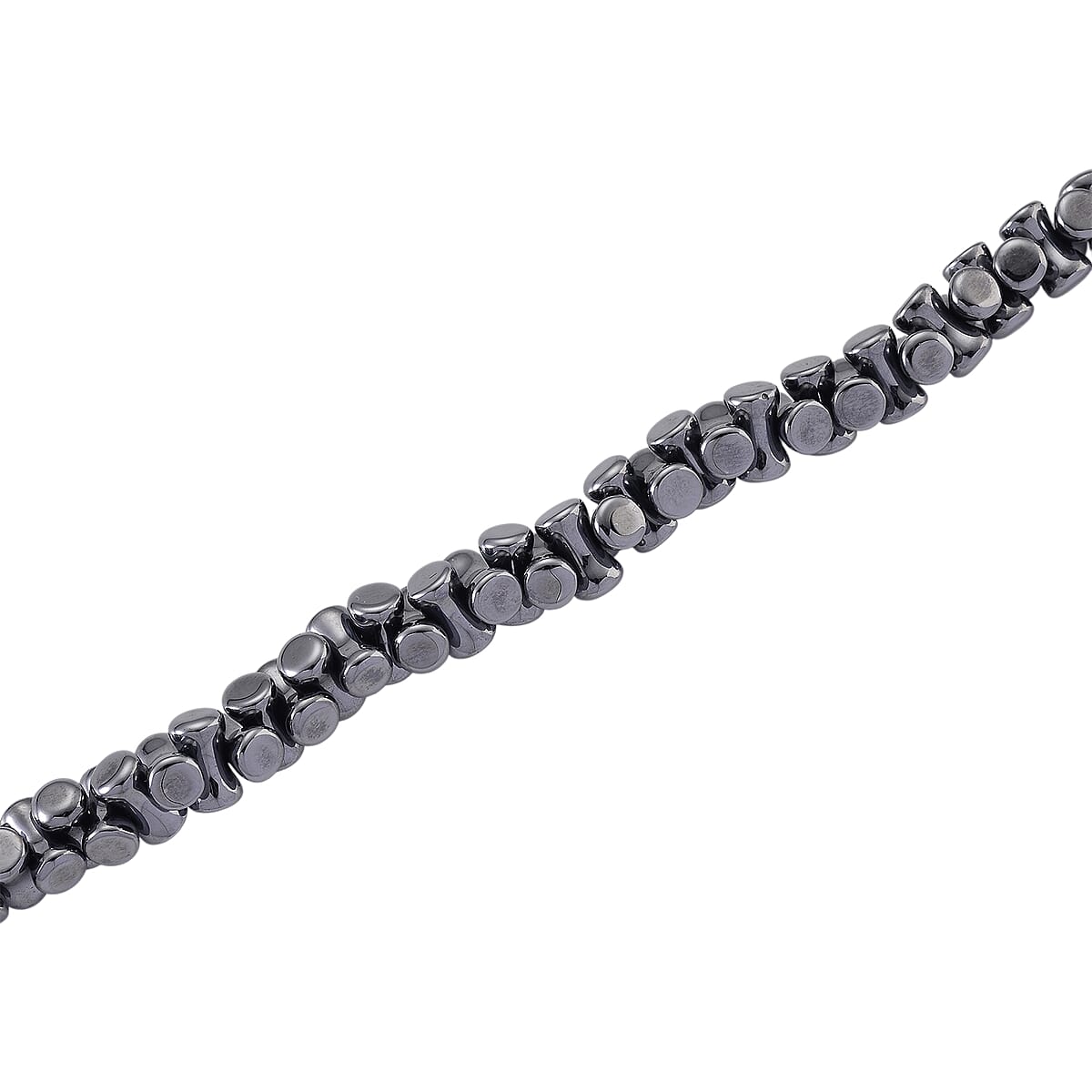 Bone Shape Terahertz 200.00 ctw Beaded Necklace in Stainless Steel 18-20 Inches image number 4