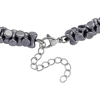 Bone Shape Terahertz 200.00 ctw Beaded Necklace in Stainless Steel 18-20 Inches