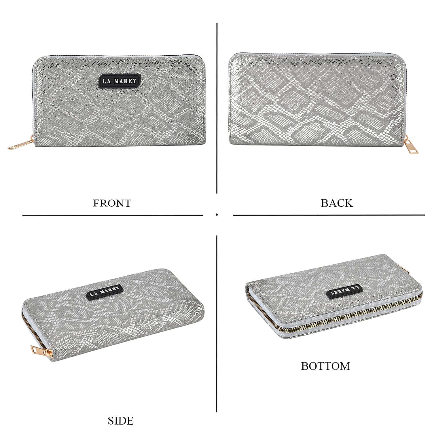 La Marey Black Faux Leather Leopard and Silver Crocodile Print Set of 2 Wallet