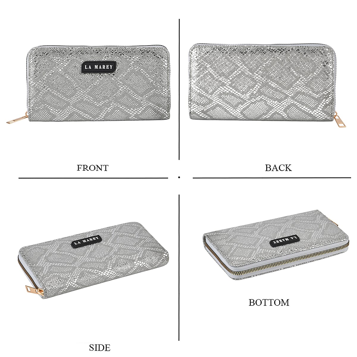  La Marey Black Faux Leather Leopard and Silver Crocodile Print Set of 2 Wallet image number 4