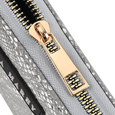 La Marey Black Faux Leather Leopard and Silver Crocodile Print Set of 2 Wallet