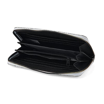 La Marey Black Faux Leather Leopard and Silver Crocodile Print Set of 2 Wallet