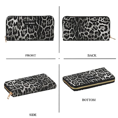 La Marey Black Faux Leather Leopard and Silver Crocodile Print Set of 2 Wallet