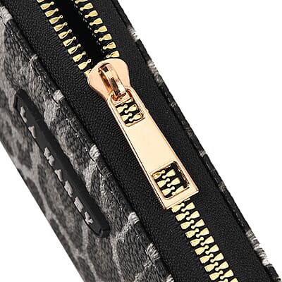La Marey Black Faux Leather Leopard and Silver Crocodile Print Set of 2 Wallet