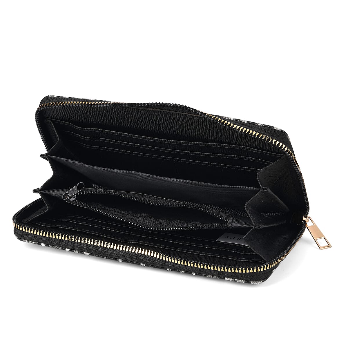  La Marey Black Faux Leather Leopard and Silver Crocodile Print Set of 2 Wallet image number 9