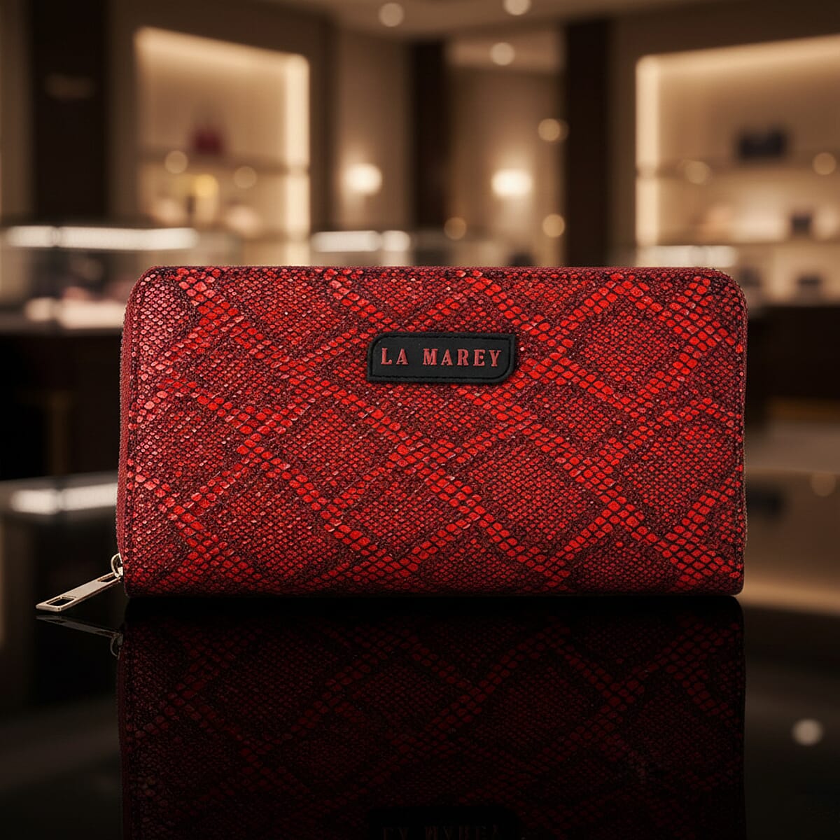  La Marey Wine Faux Leather Leopard and Crocodile Print Set of 2 Wallet image number 1
