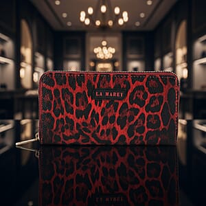  La Marey Wine Faux Leather Leopard and Crocodile Print Set of 2 Wallet