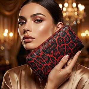  La Marey Wine Faux Leather Leopard and Crocodile Print Set of 2 Wallet