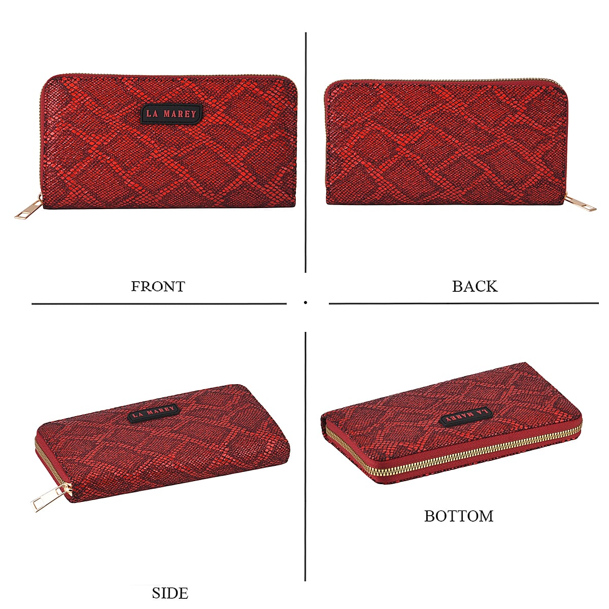  La Marey Wine Faux Leather Leopard and Crocodile Print Set of 2 Wallet image number 4