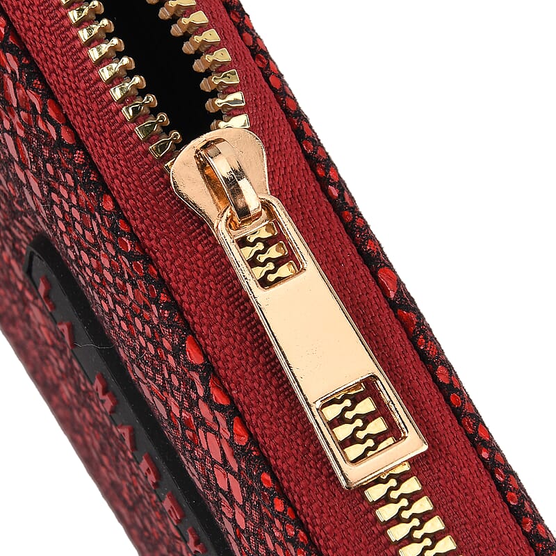 La Marey Wine Faux Leather Leopard and Crocodile Print Set of 2 Wallet