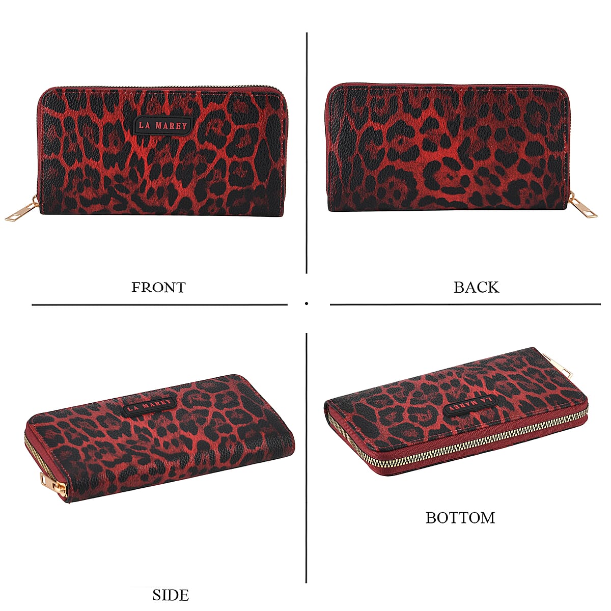  La Marey Wine Faux Leather Leopard and Crocodile Print Set of 2 Wallet image number 7