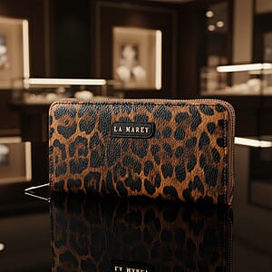  La Marey Brown Faux Leather Leopard and Crocodile Print Set of 2 Wallet