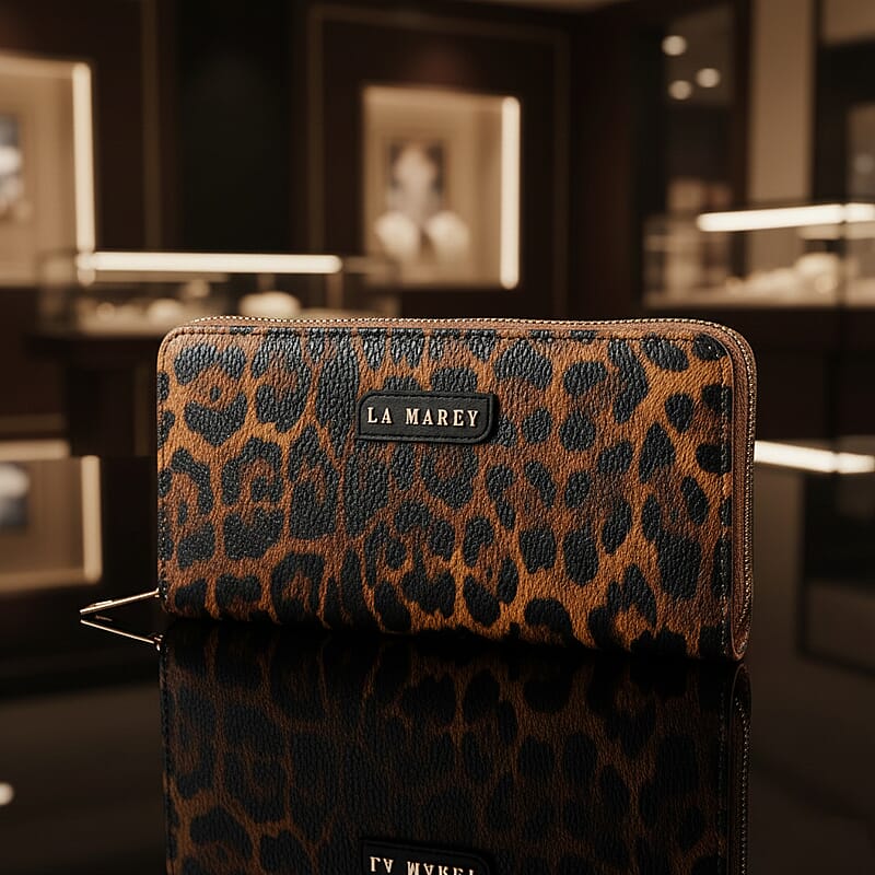 La Marey Brown Faux Leather Leopard and Crocodile Print Set of 2 Wallet
