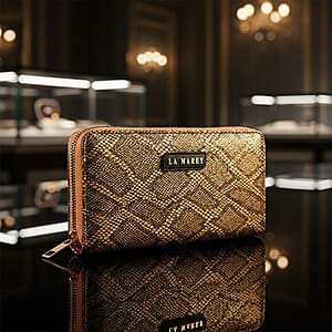  La Marey Brown Faux Leather Leopard and Crocodile Print Set of 2 Wallet