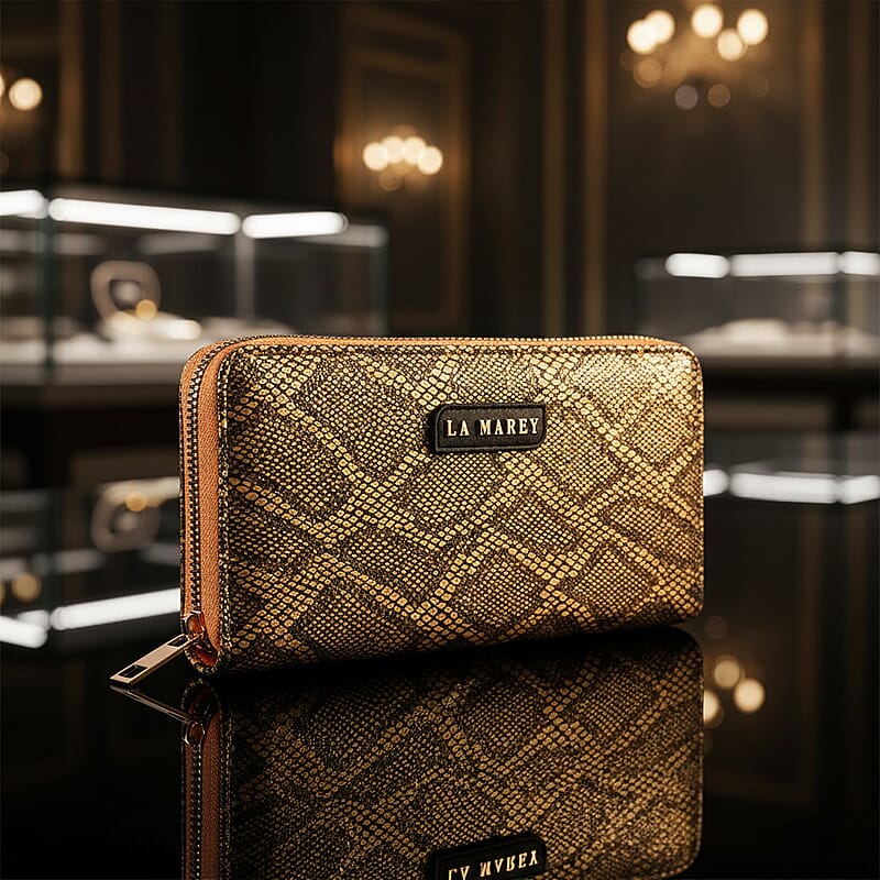 La Marey Brown Faux Leather Leopard and Crocodile Print Set of 2 Wallet