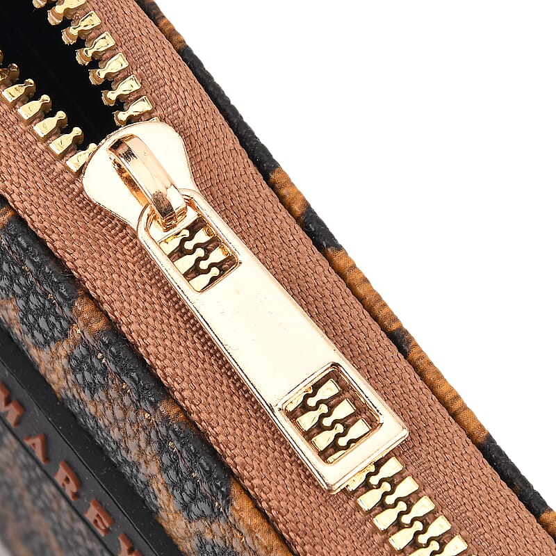 La Marey Brown Faux Leather Leopard and Crocodile Print Set of 2 Wallet