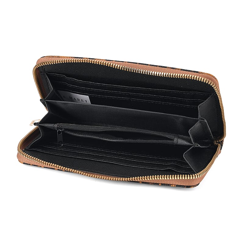 La Marey Brown Faux Leather Leopard and Crocodile Print Set of 2 Wallet