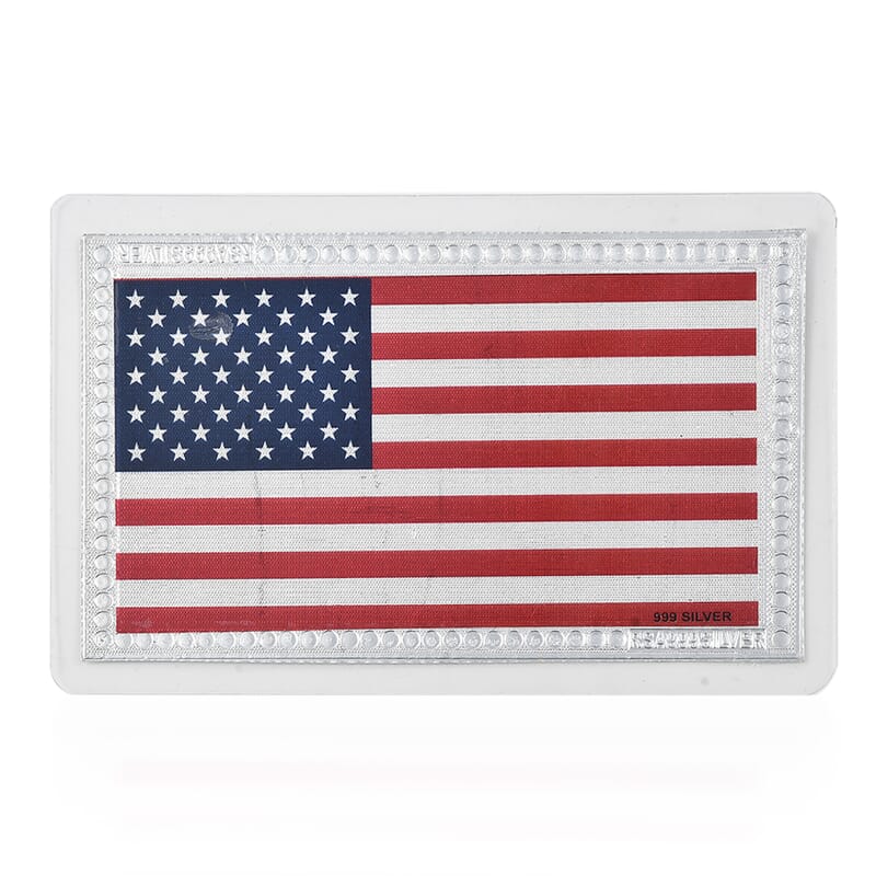 999 Fine Silver American Flag Emboss Sheet 1g