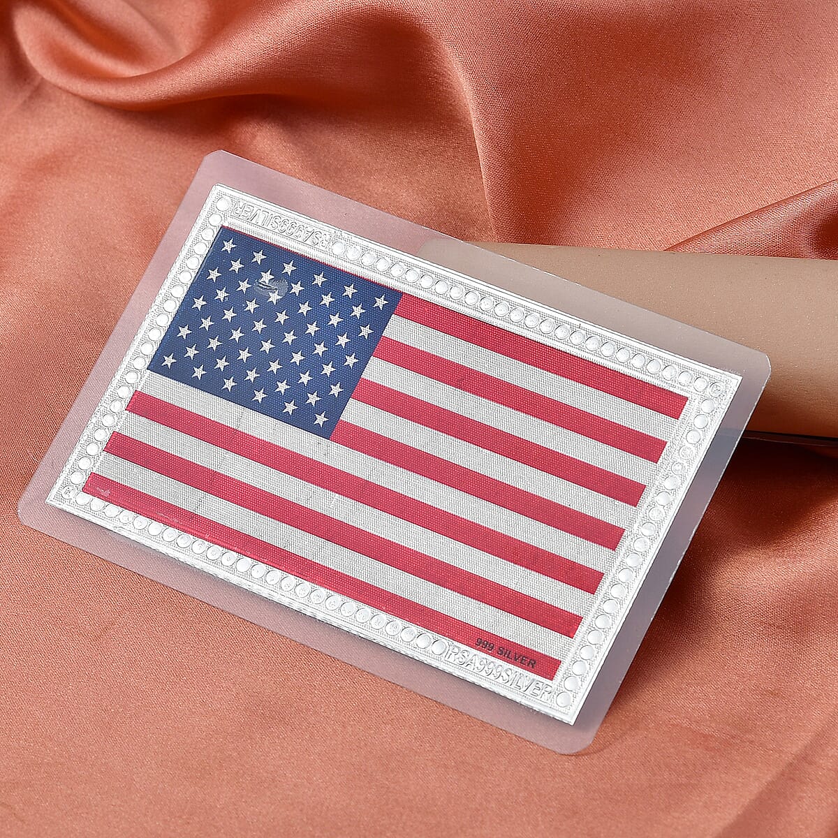 999 Fine Silver American Flag Emboss Sheet 1g image number 1