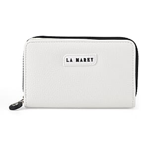  La Marey White Faux Leather Fluorescent Zipper Fashion Wallet
