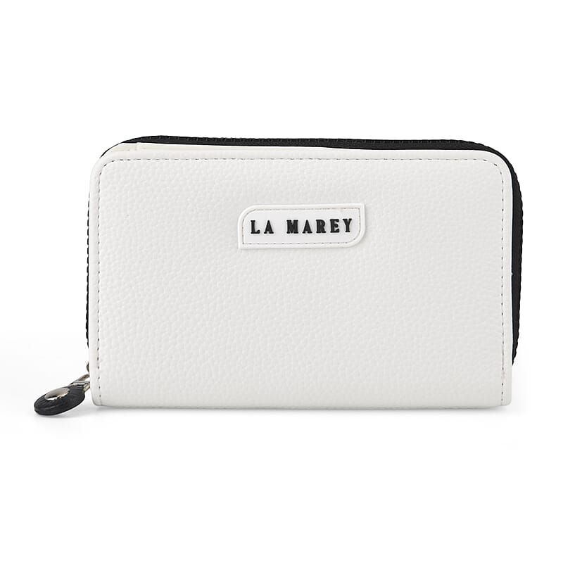 La Marey White Faux Leather Fluorescent Zipper Fashion Wallet