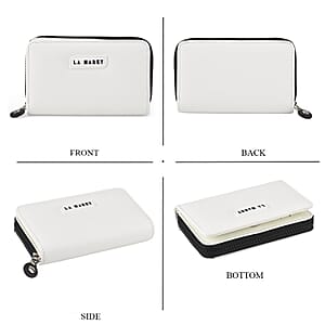  La Marey White Faux Leather Fluorescent Zipper Fashion Wallet