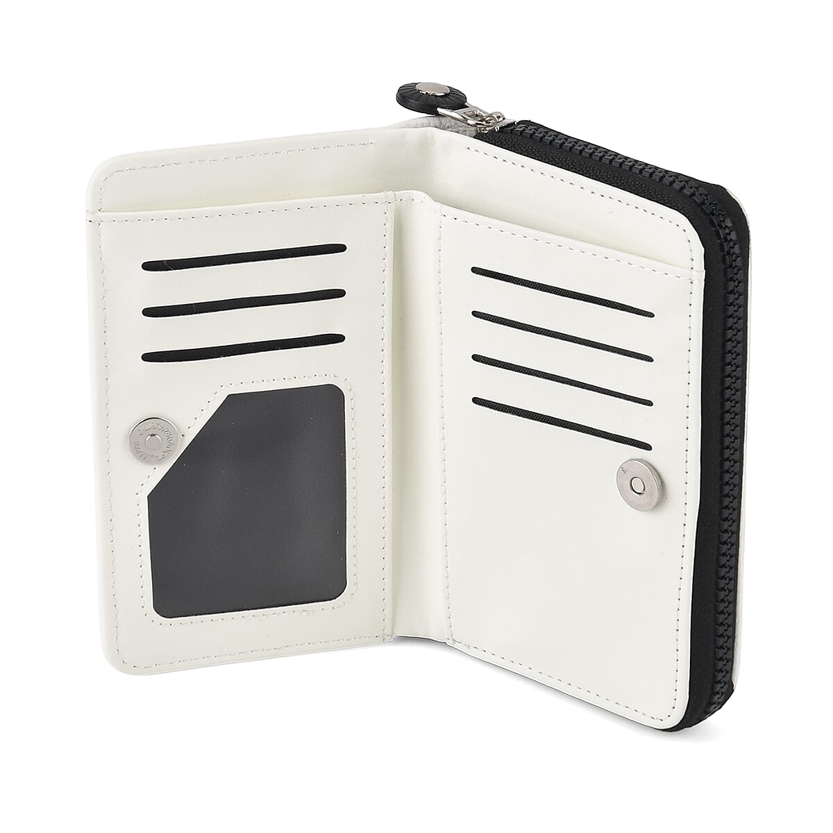  La Marey White Faux Leather Fluorescent Zipper Fashion Wallet image number 4