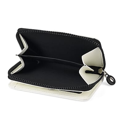 La Marey White Faux Leather Fluorescent Zipper Fashion Wallet