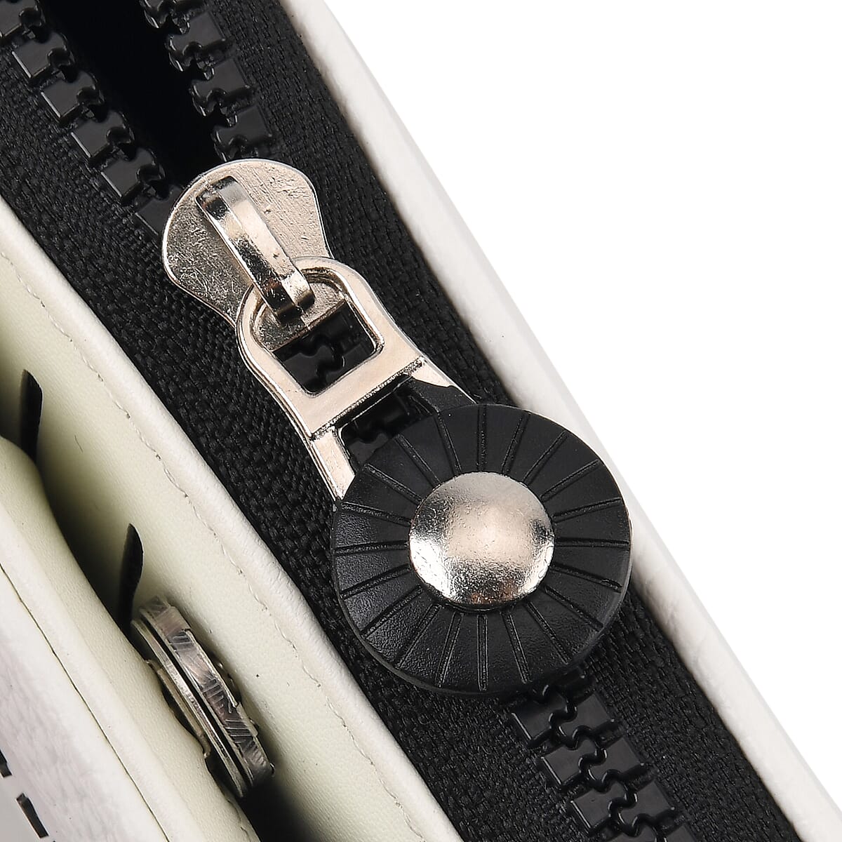  La Marey White Faux Leather Fluorescent Zipper Fashion Wallet image number 6