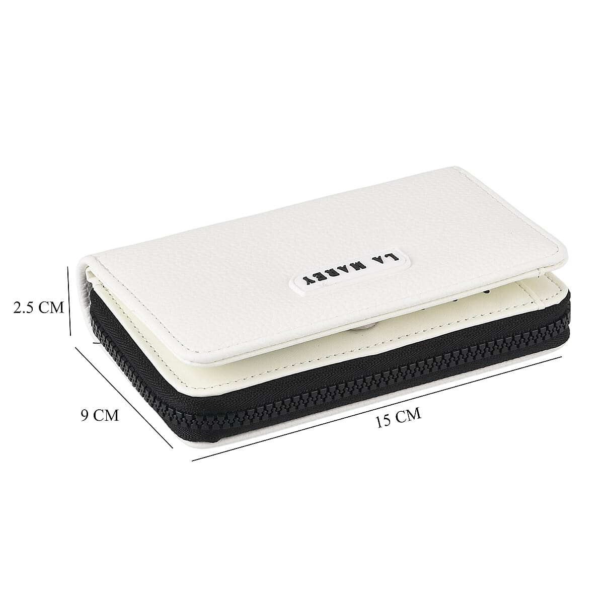  La Marey White Faux Leather Fluorescent Zipper Fashion Wallet image number 7