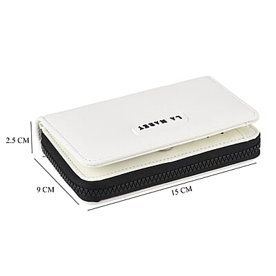 La Marey White Faux Leather Fluorescent Zipper Fashion Wallet