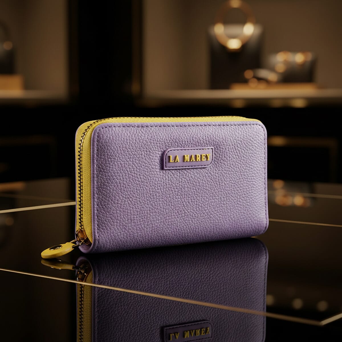  La Marey Purple Faux Leather Fluorescent Zipper Fashion Wallet image number 1