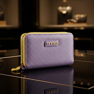  La Marey Purple Faux Leather Fluorescent Zipper Fashion Wallet