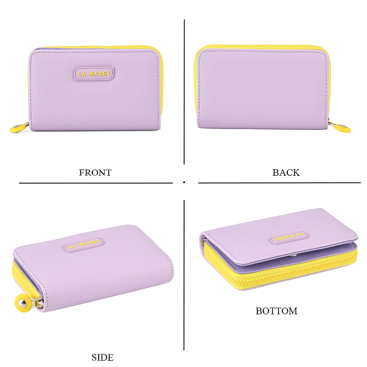  La Marey Purple Faux Leather Fluorescent Zipper Fashion Wallet image number 3