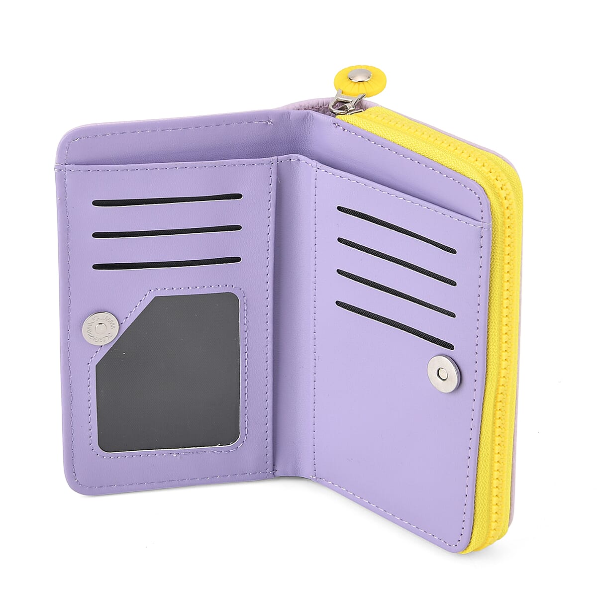  La Marey Purple Faux Leather Fluorescent Zipper Fashion Wallet image number 4
